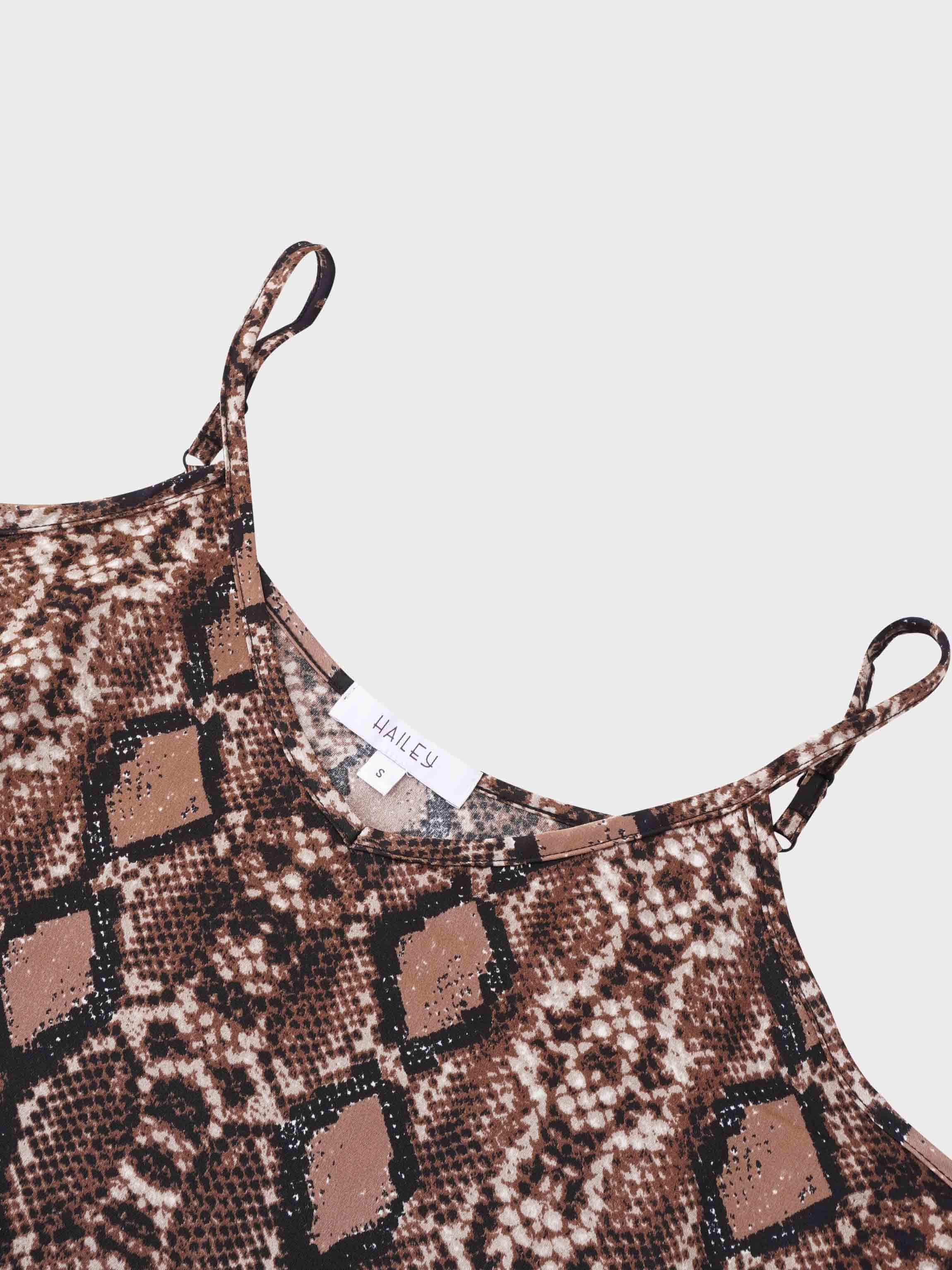 A-Line V Neck Slip Dress-Snakeskin