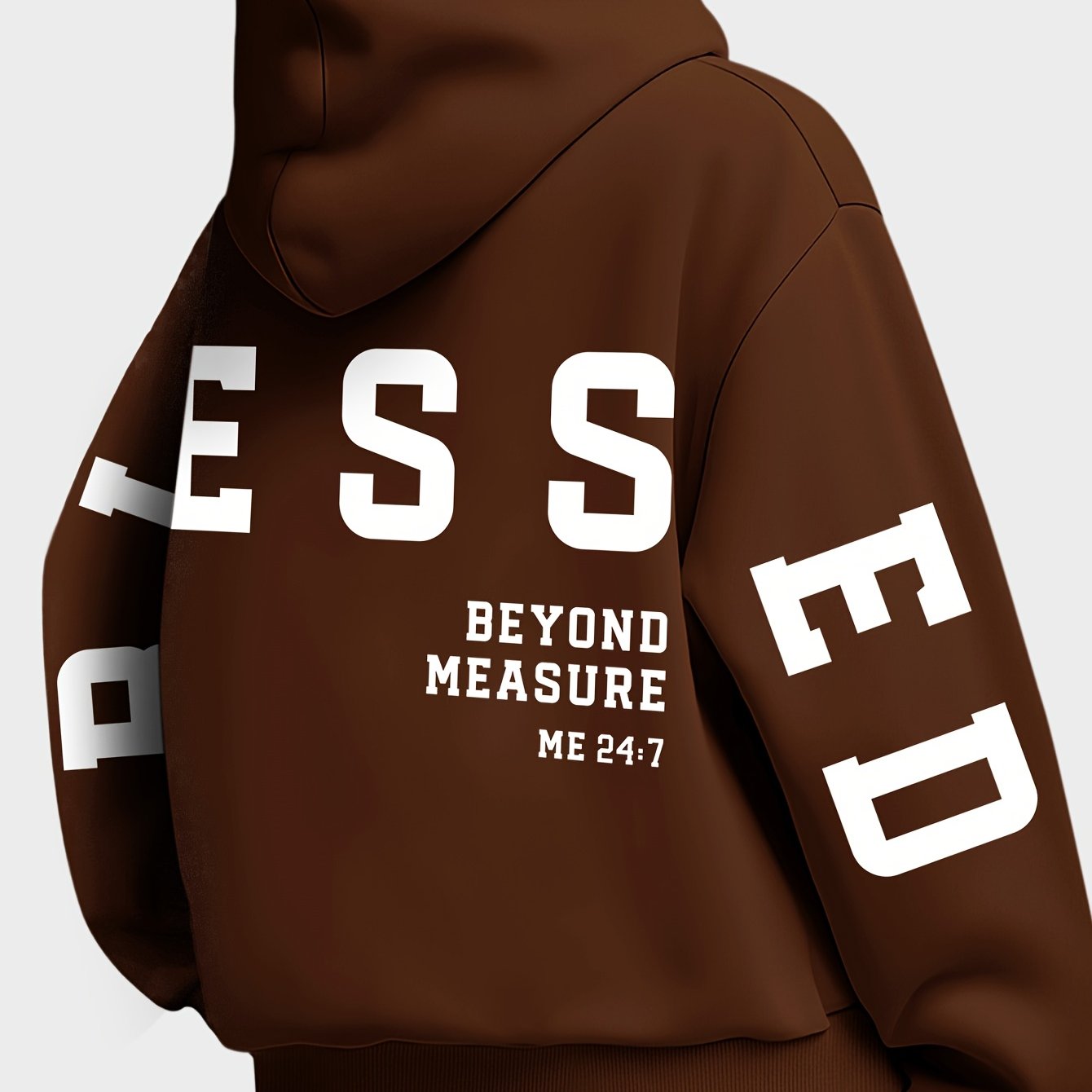 Plus Size Women's BLESSED Print Hoodie ,Machine Washable Fall Winter Casual Pullover