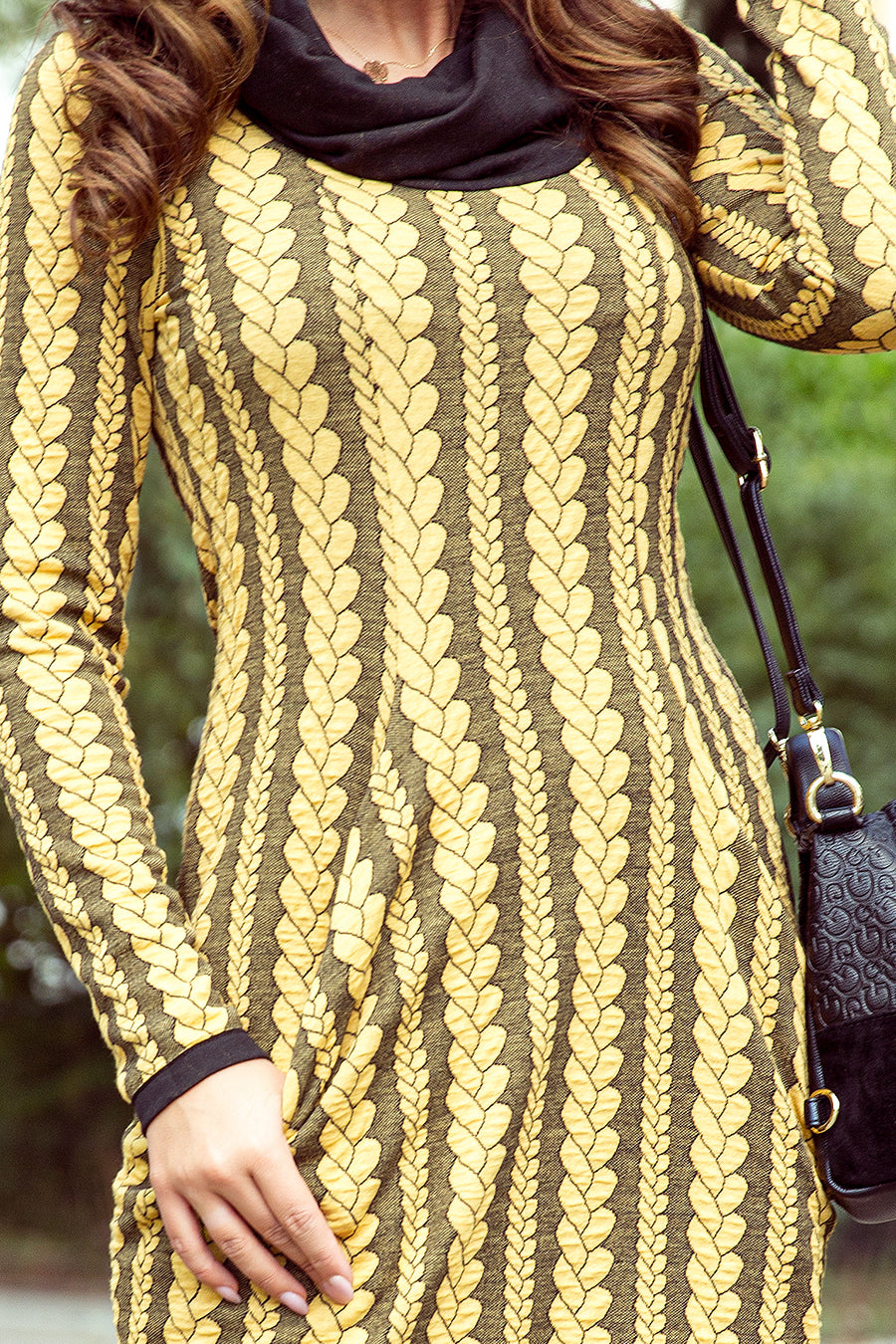 Numoco 277-1 Dress with turtleneck and pockets - braid