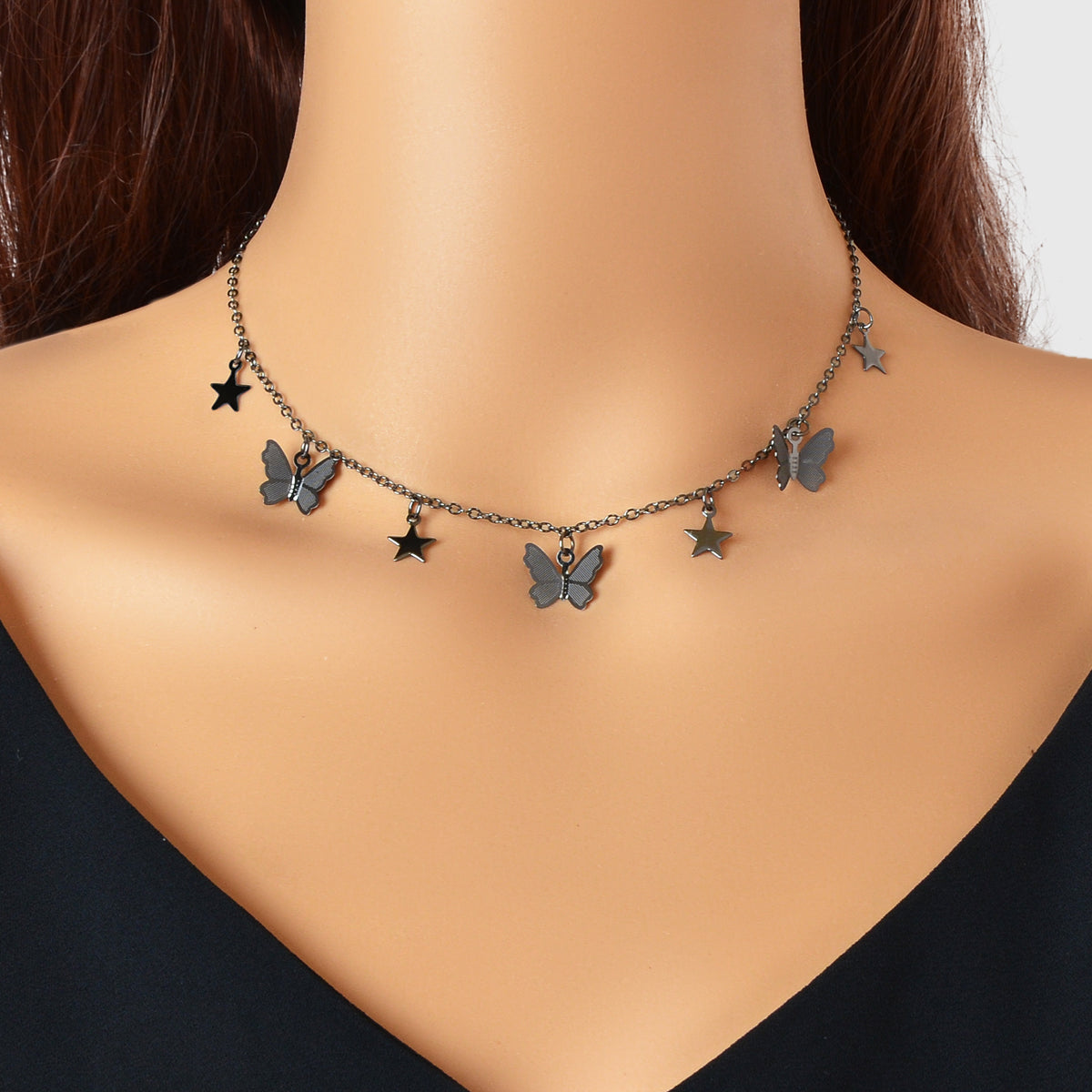 Trendy Gold Chain Star Butterfly Charm Collar Necklace Women Party Decoration