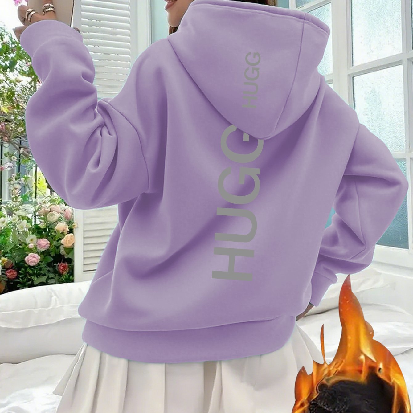 1pc Women's Y2K Pink Hooded Sweatshirt - Oversized Fleece Pullover with Back Logo Print, Soft Pink Hoodie, Machine Washable Winter Sweater for Casual Wear, Layering & All-Season Outfits (No Dry Clean), Plus Size Women Clothes