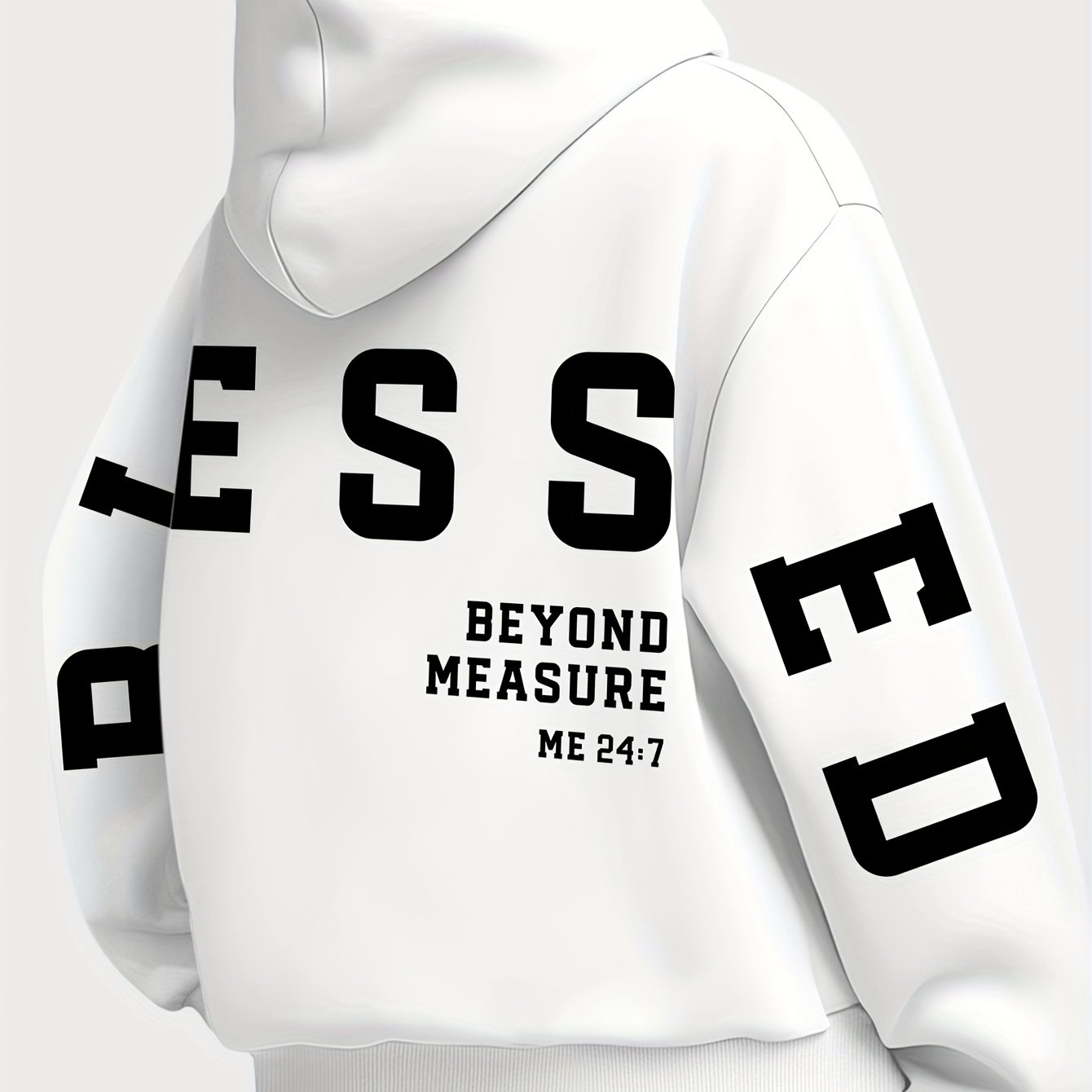 Plus Size Women's BLESSED Print Hoodie ,Machine Washable Fall Winter Casual Pullover