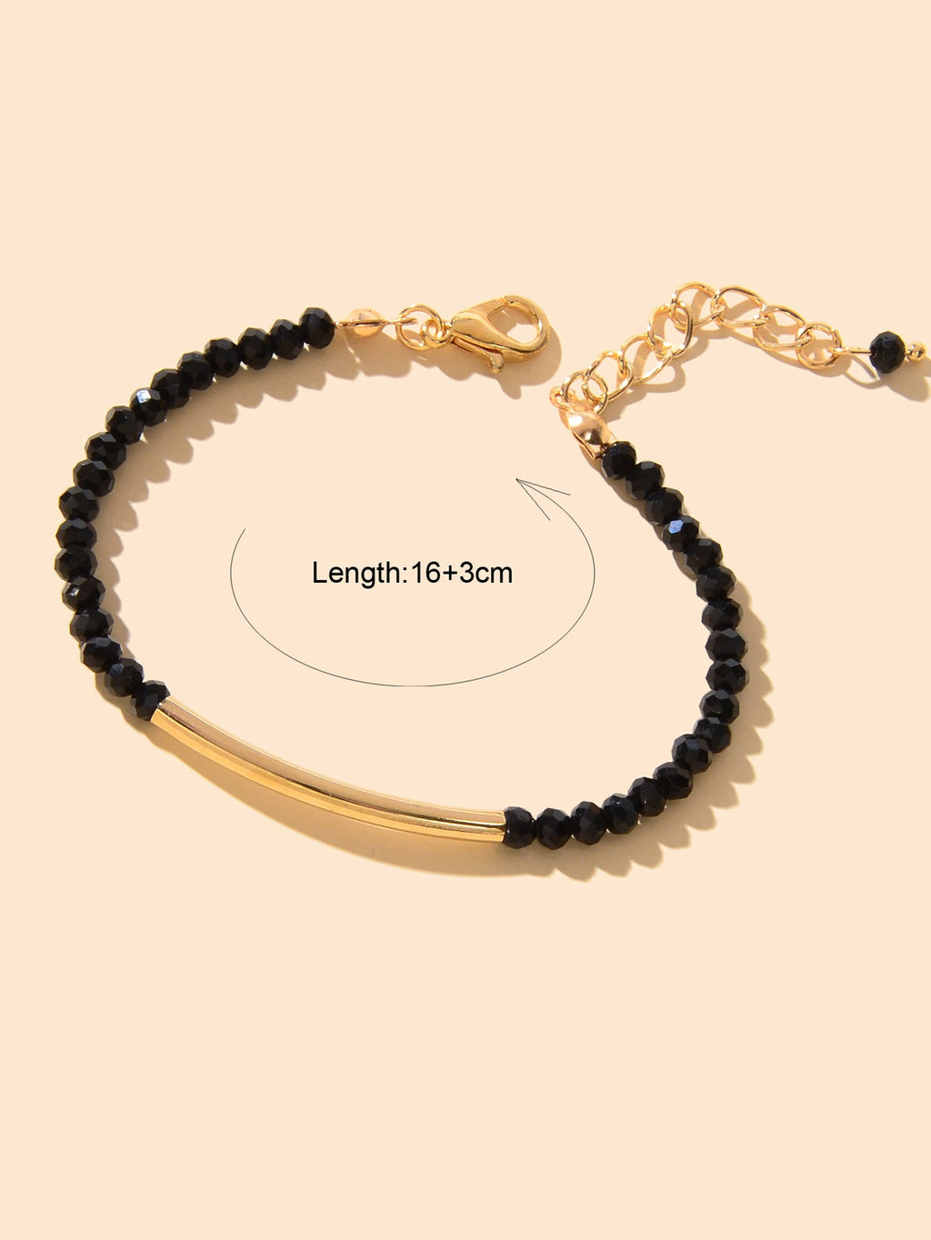 Trendy Handcrafted Black Beads Gold Metal String Bracelet Women Bangle Jewellery