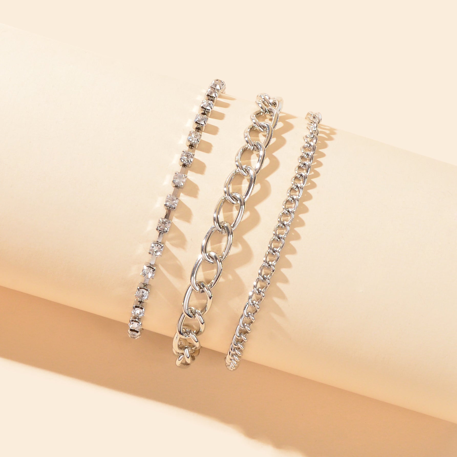 Fashion Accessories Foot Jewelry Rhinestone Decor Silvery Chain Anklet for Women