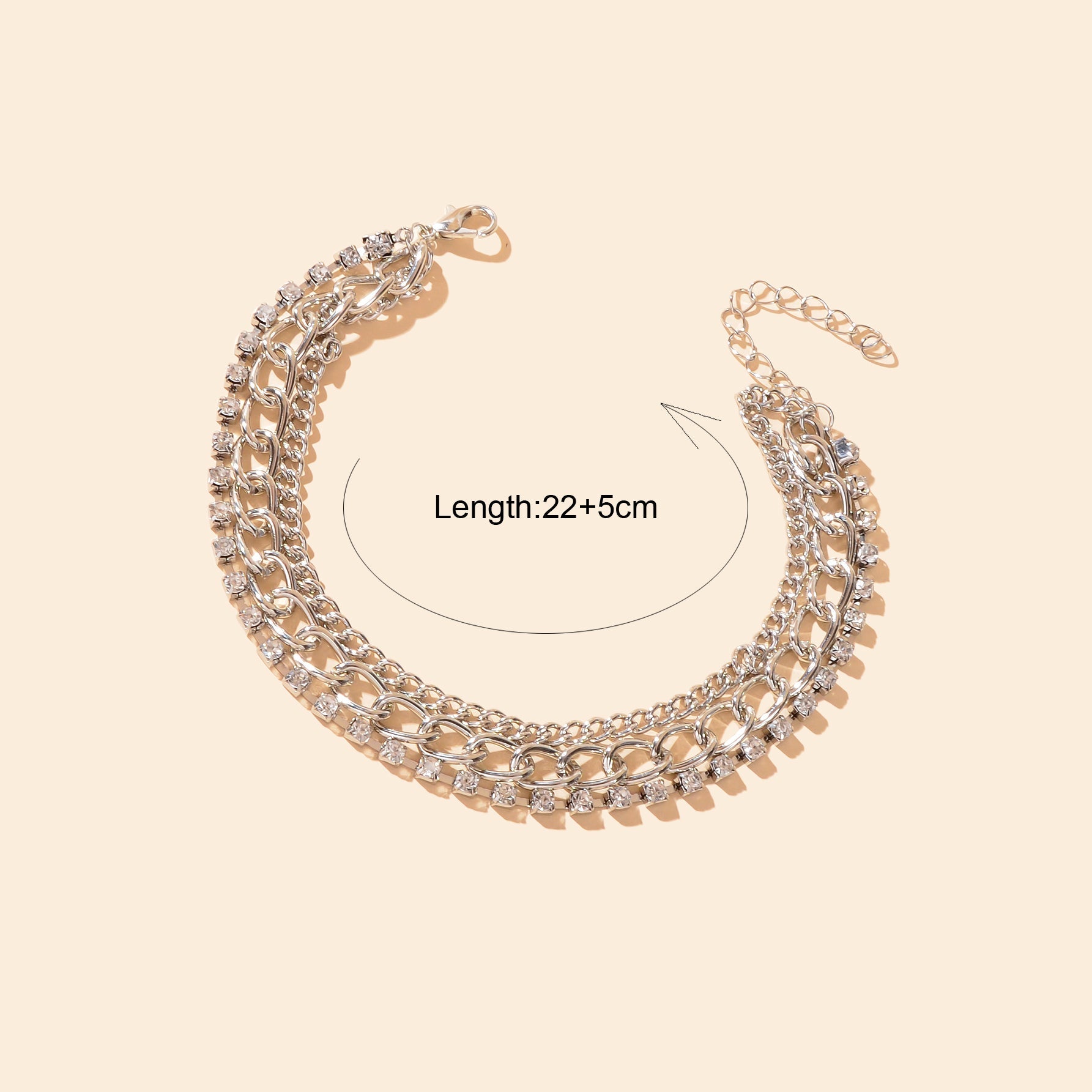 Fashion Accessories Foot Jewelry Rhinestone Decor Silvery Chain Anklet for Women