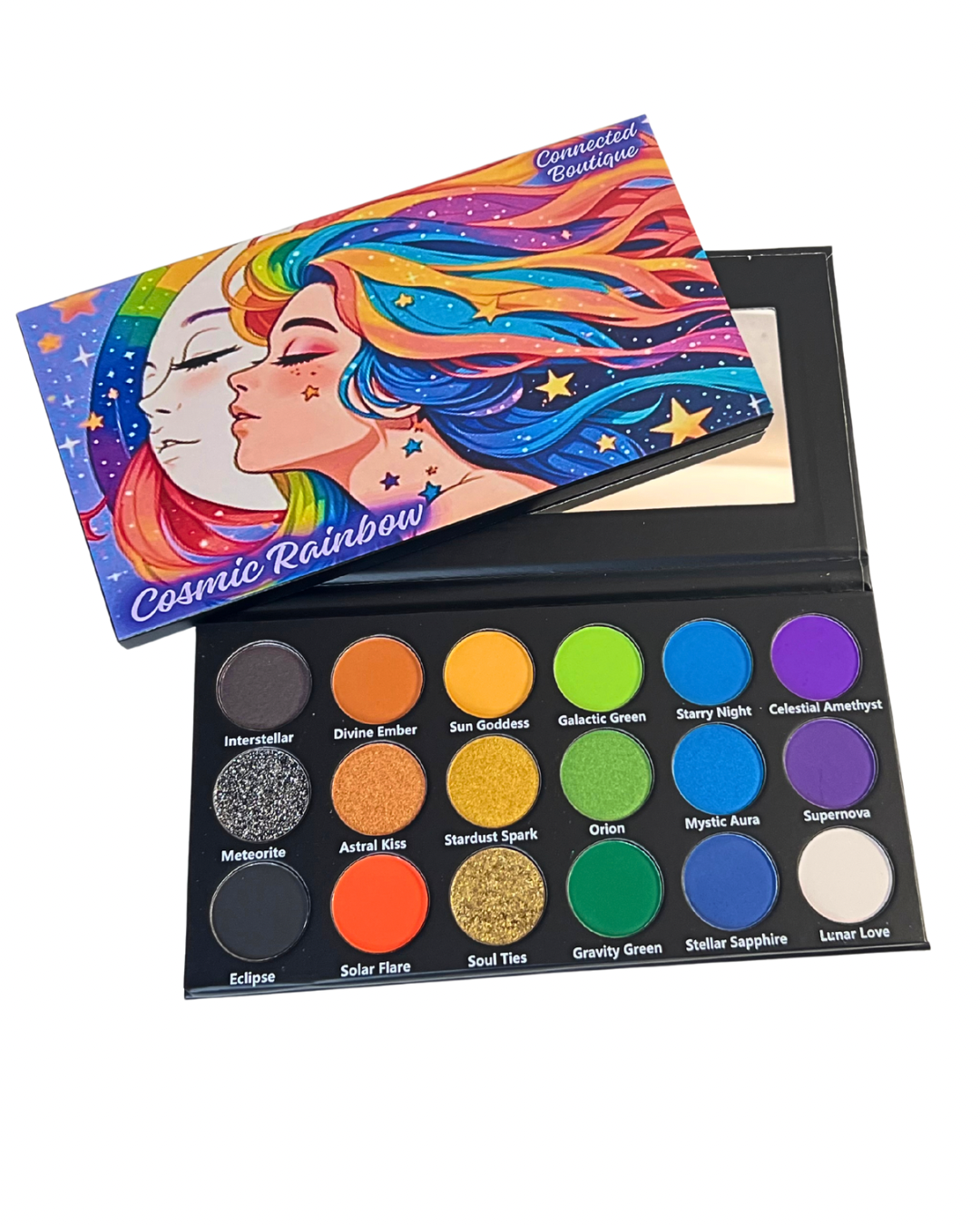 Cosmic Rainbow 18‑Shade Eyeshadow Palette – Celestial Hues & Glitter