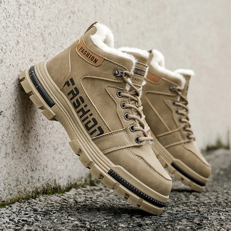 Men's winter comfortable fashion casual shoes versatile outdoor cotton warm shoes plus size youth non-slip soft-sole work shoes