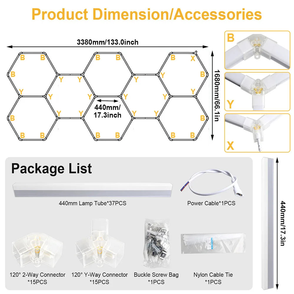 Honeycomb hexagonal ceiling light is super bright and has high power, suitable for offices, conference rooms, and libraries