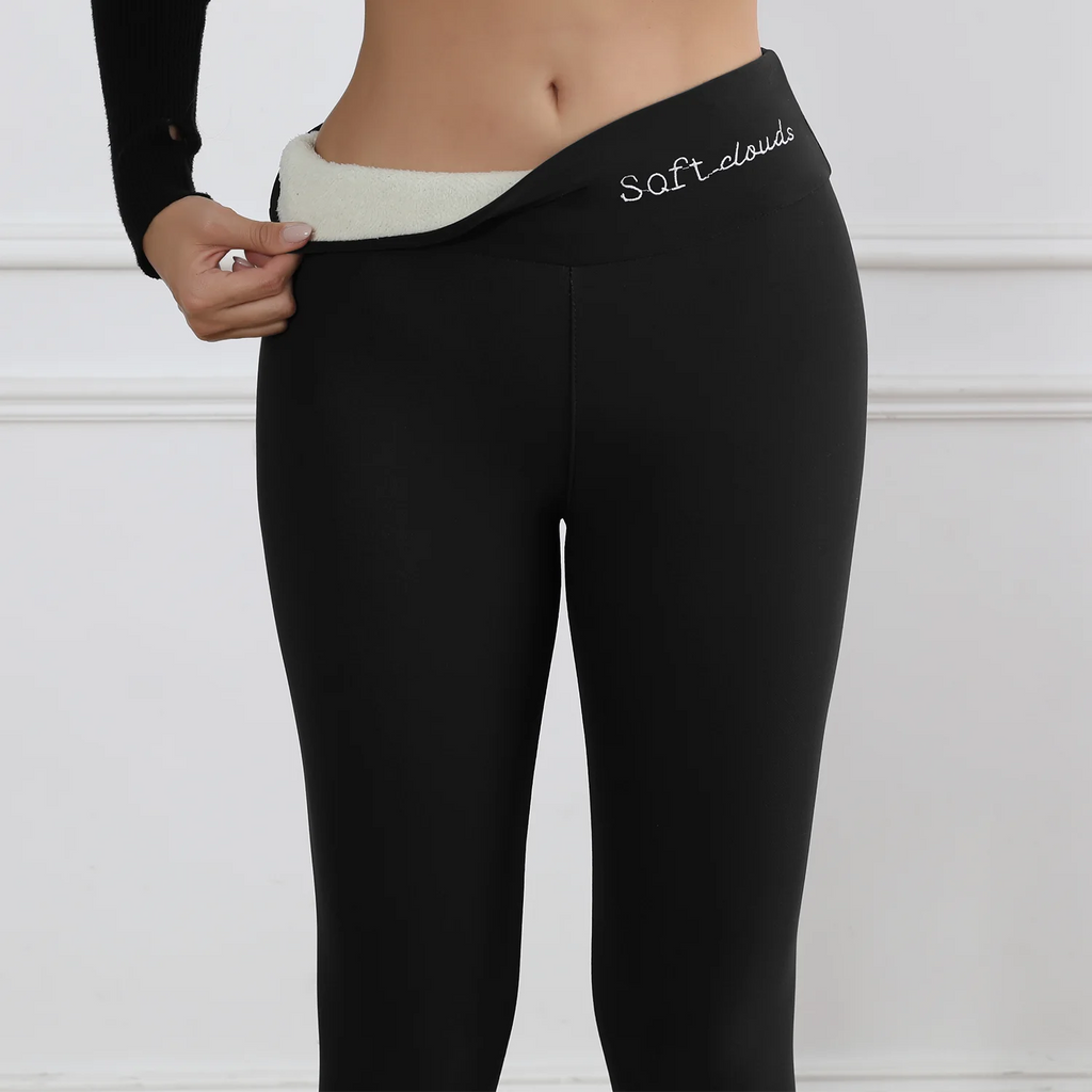 Women Plush Lined Warm Embroide Leggings For Women Fashion Thick High Waist Skinny Long Pants Perfect For Winter Sports, Fitness