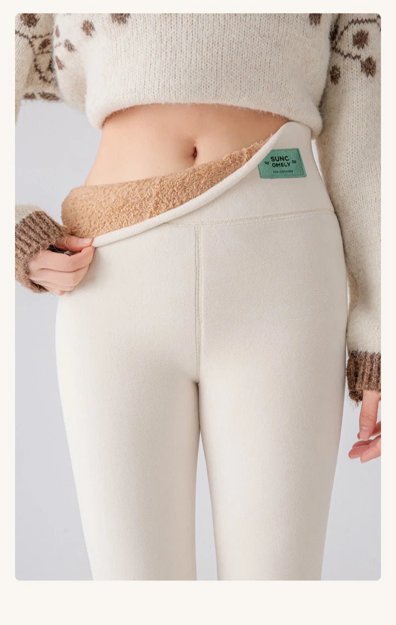 Plus Size Fleece Lined Leggings Women High Waisted Tights for Cold Winter Thermal Outdoor Wear Thick Ribbed Fashion Leggings