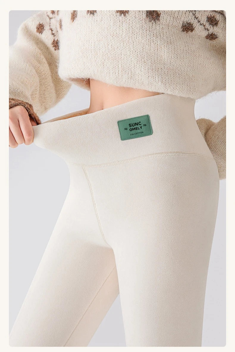 Plus Size Fleece Lined Leggings Women High Waisted Tights for Cold Winter Thermal Outdoor Wear Thick Ribbed Fashion Leggings