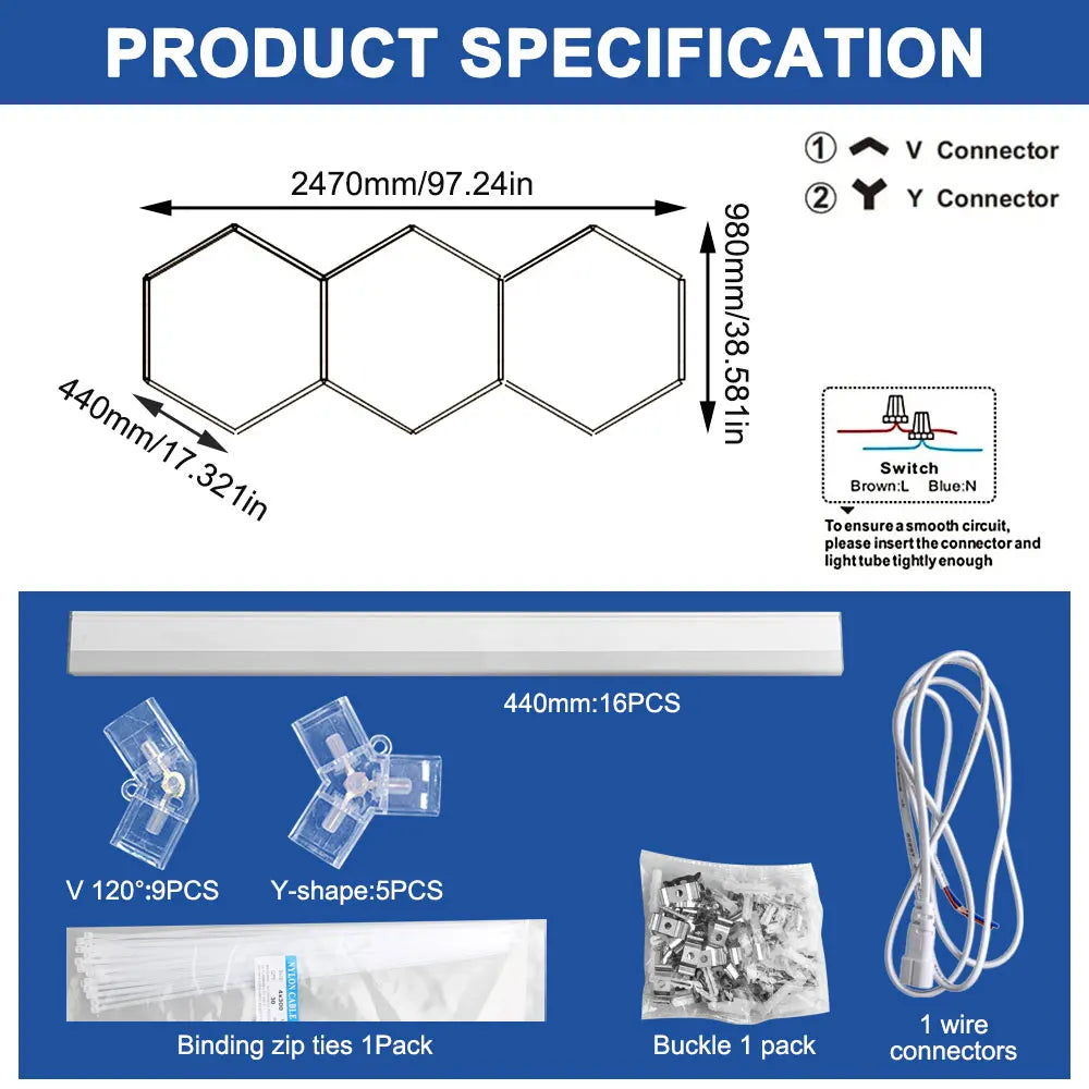 Honeycomb hexagonal ceiling light is super bright and has high power, suitable for offices, conference rooms, and libraries