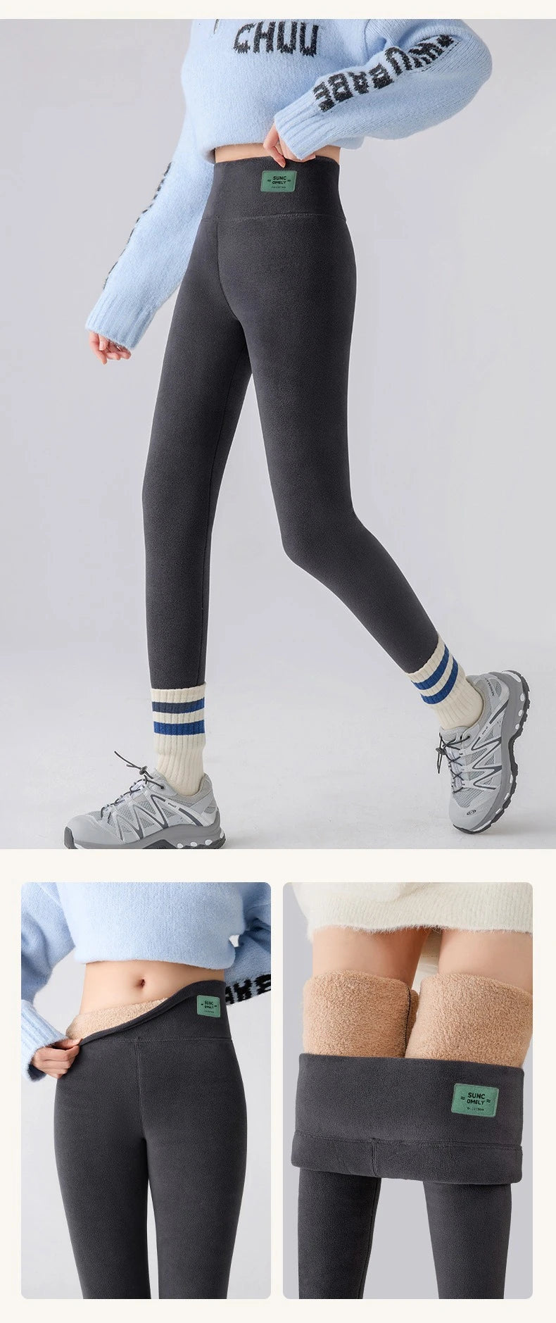 Plus Size Fleece Lined Leggings Women High Waisted Tights for Cold Winter Thermal Outdoor Wear Thick Ribbed Fashion Leggings