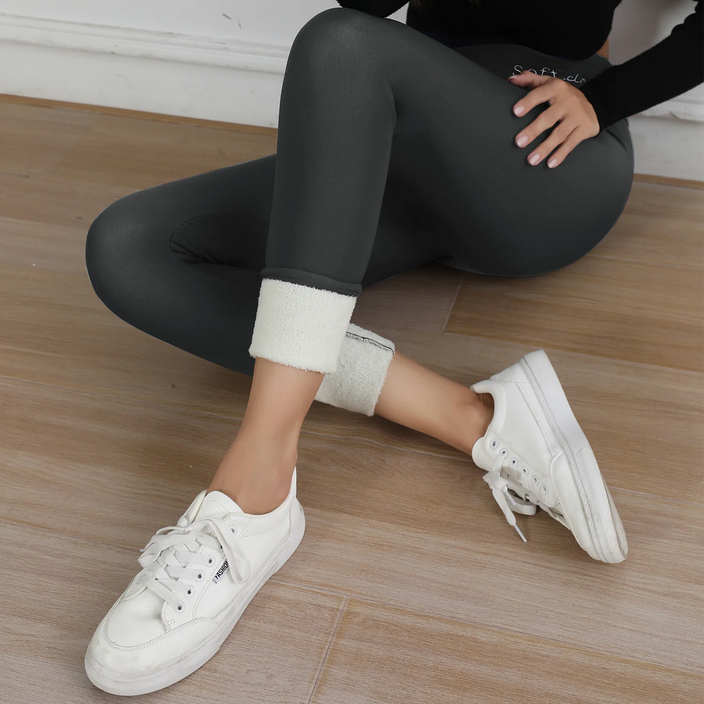 Women Plush Lined Warm Embroide Leggings For Women Fashion Thick High Waist Skinny Long Pants Perfect For Winter Sports, Fitness