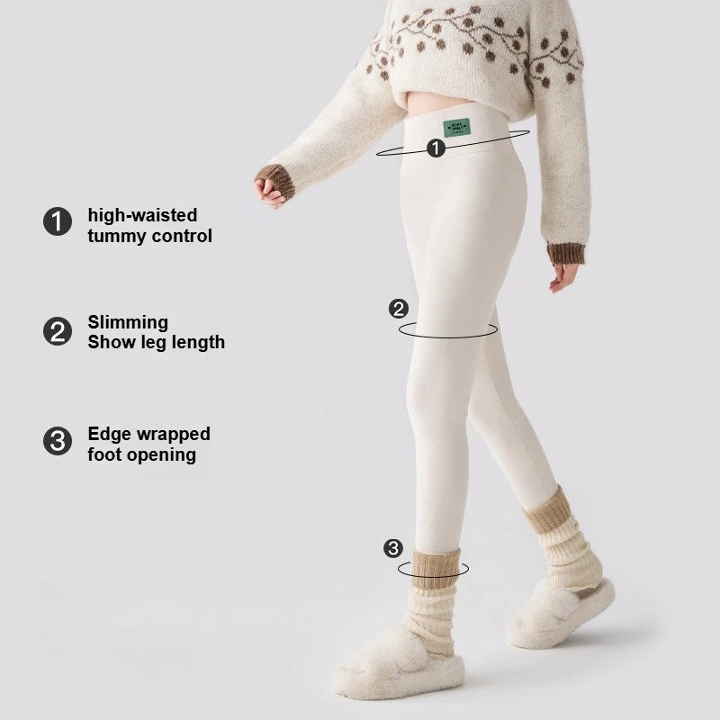 Plus Size Fleece Lined Leggings Women High Waisted Tights for Cold Winter Thermal Outdoor Wear Thick Ribbed Fashion Leggings