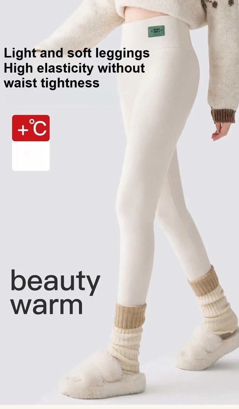 Plus Size Fleece Lined Leggings Women High Waisted Tights for Cold Winter Thermal Outdoor Wear Thick Ribbed Fashion Leggings