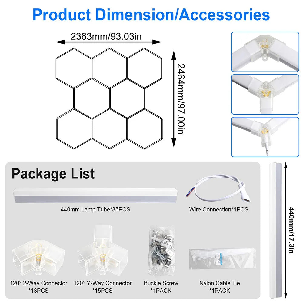 Honeycomb hexagonal ceiling light is super bright and has high power, suitable for offices, conference rooms, and libraries