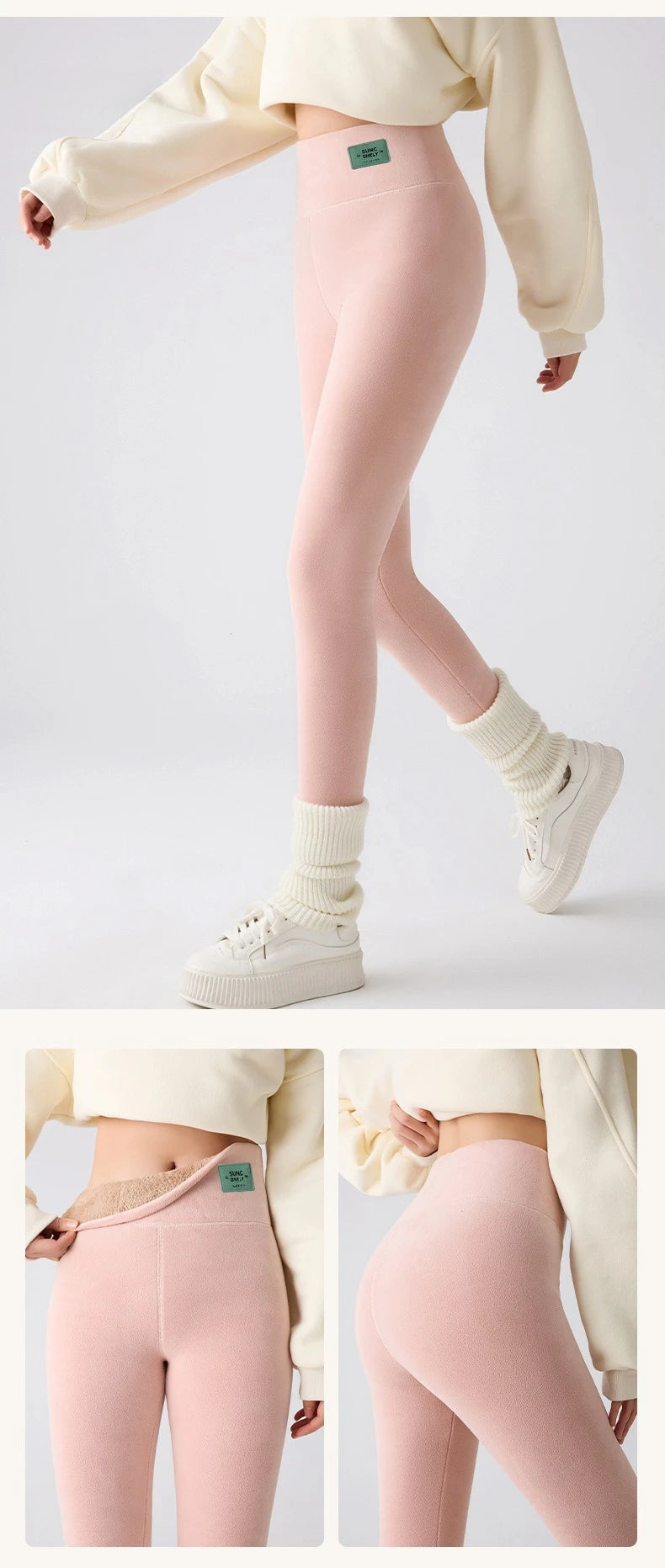 Plus Size Fleece Lined Leggings Women High Waisted Tights for Cold Winter Thermal Outdoor Wear Thick Ribbed Fashion Leggings