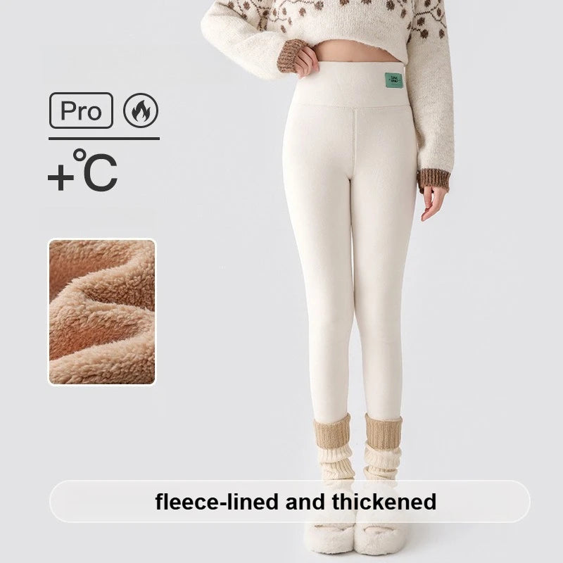 Plus Size Fleece Lined Leggings Women High Waisted Tights for Cold Winter Thermal Outdoor Wear Thick Ribbed Fashion Leggings