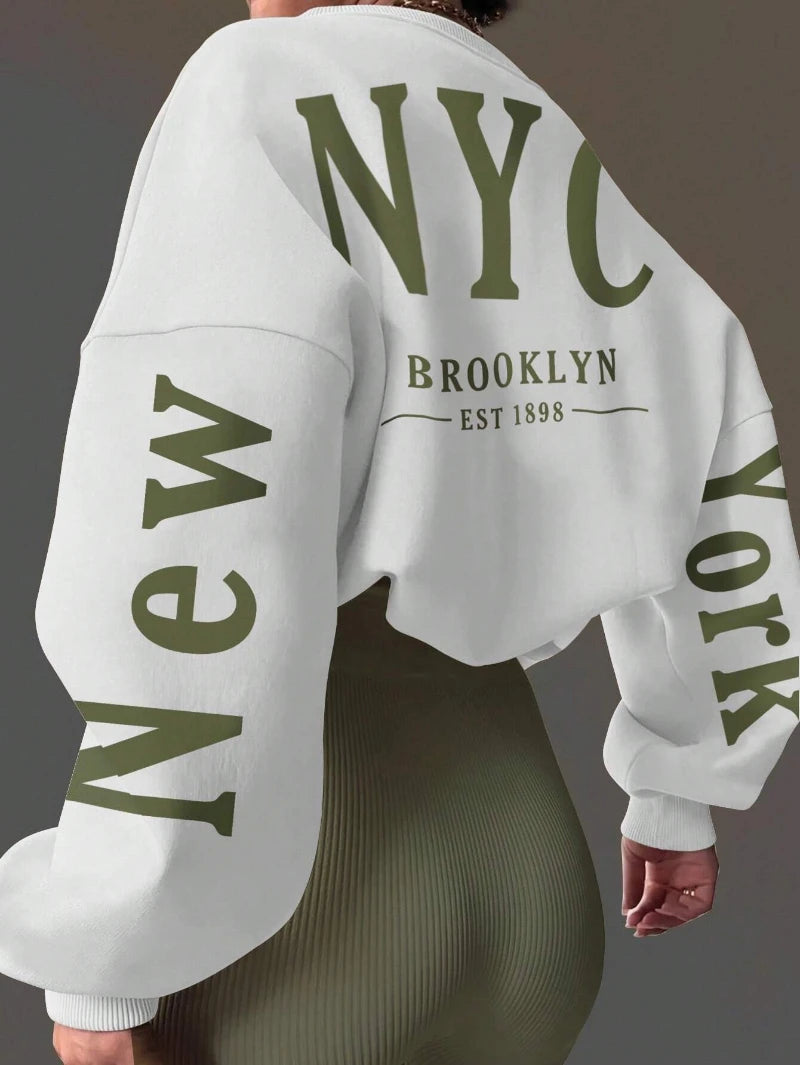 Women's Letter Print Casual Crew Neck Long Sleeve Sweatshirt,Long Sleeve Tops Graduation  Women