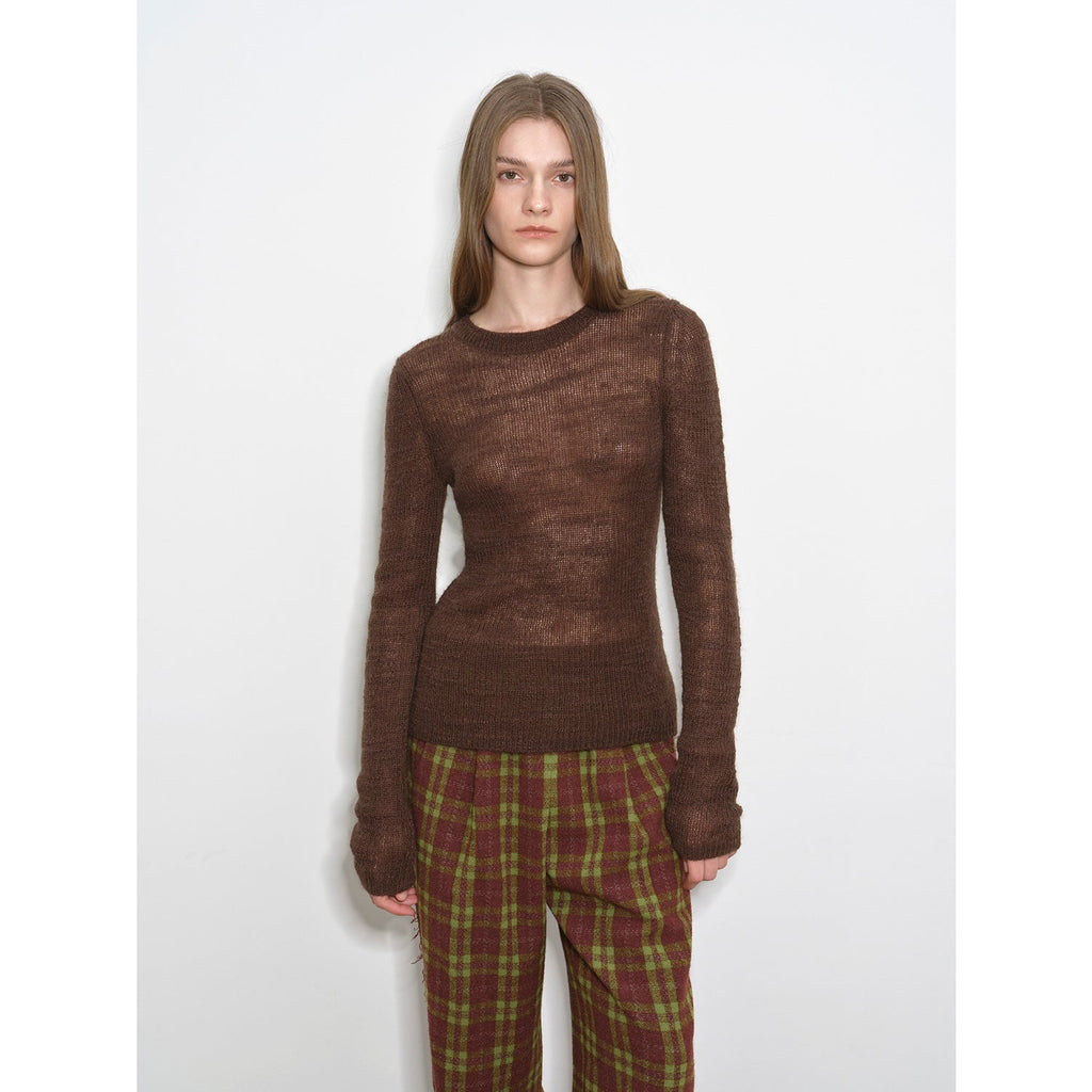 „Unverzichtbar für entspannte Tage“: Strukturiertes Mohair-Mischgewebe, Rundhalsausschnitt, Stretch-Strick-Baselayer für Herbst/Winter