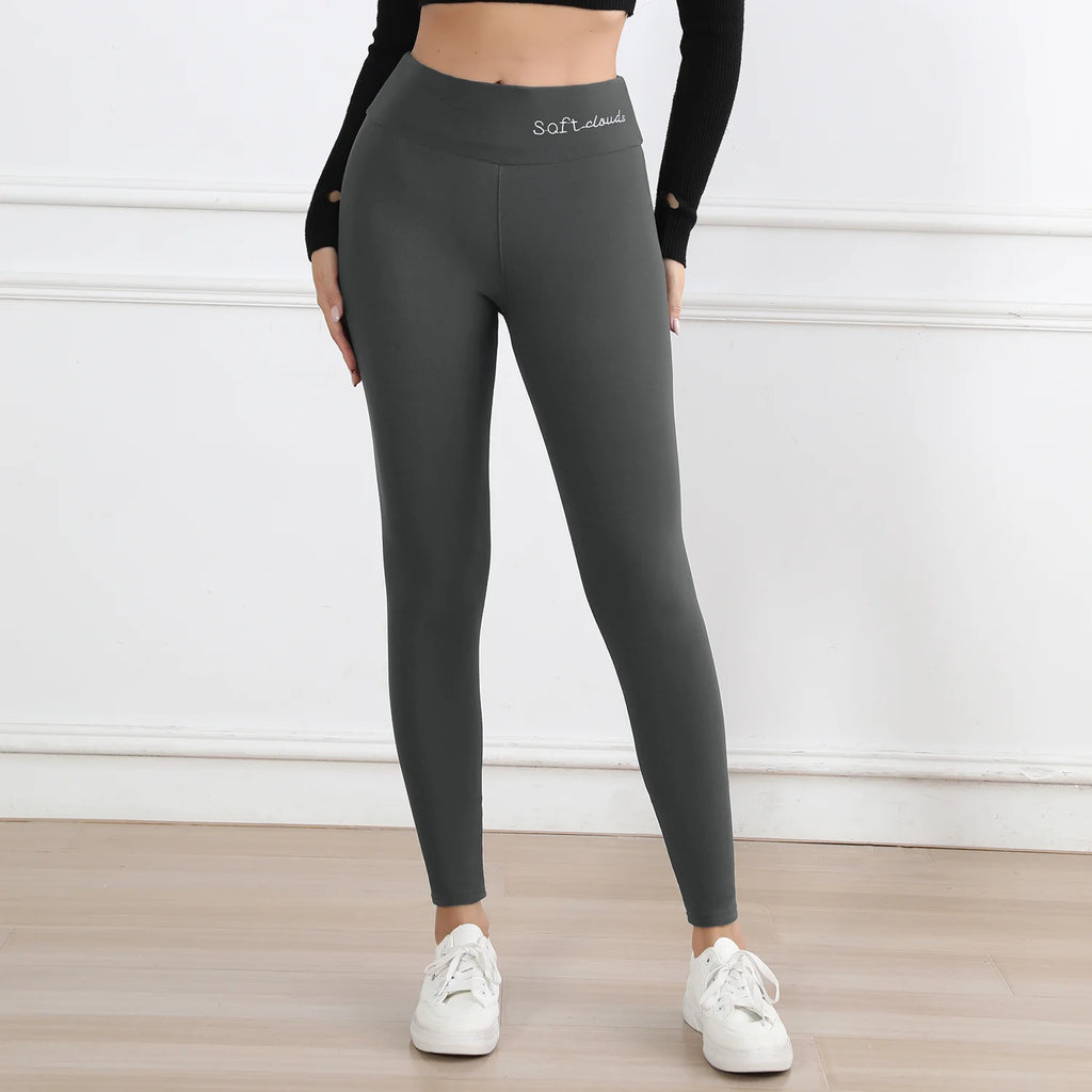 Women Plush Lined Warm Embroide Leggings For Women Fashion Thick High Waist Skinny Long Pants Perfect For Winter Sports, Fitness