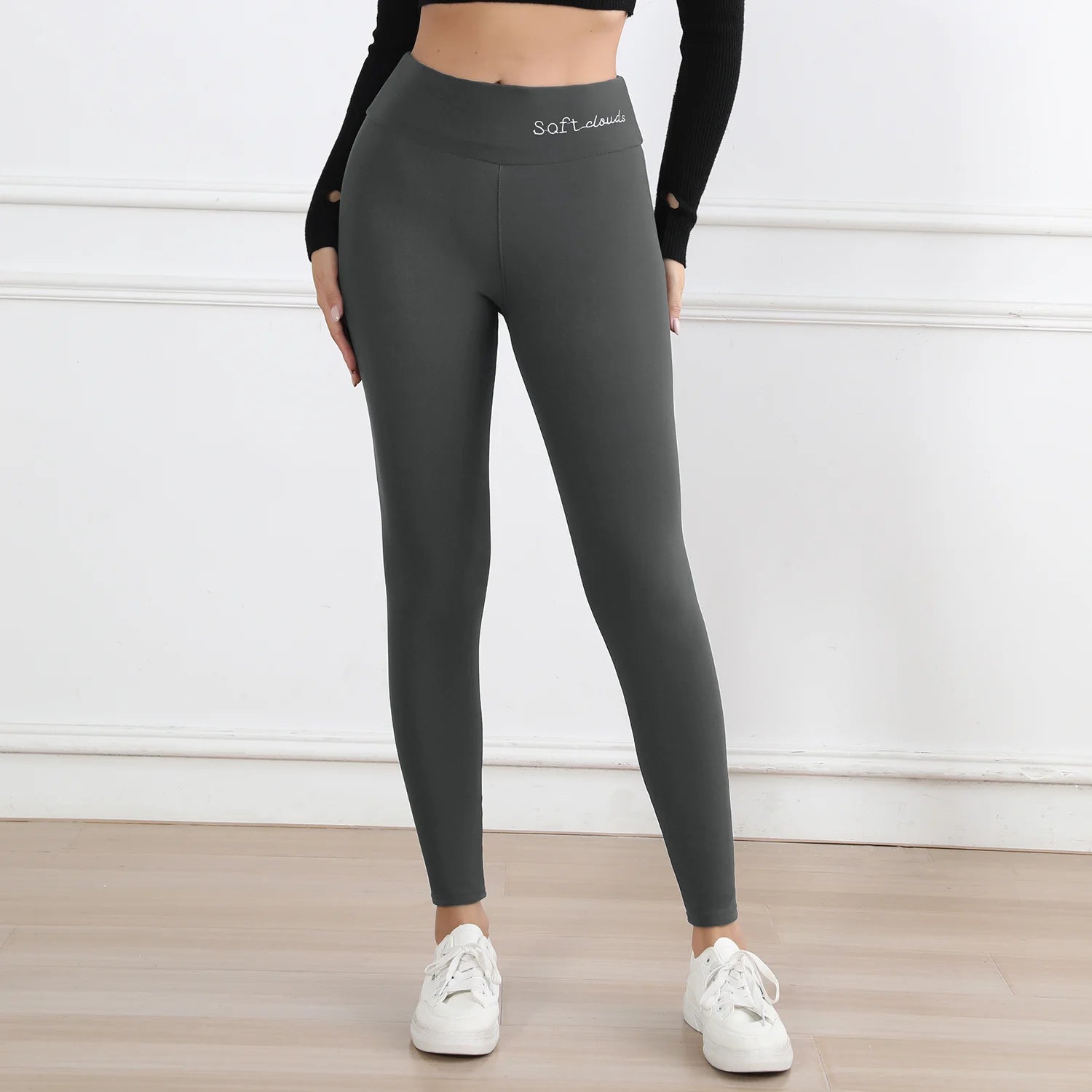 Women Plush Lined Warm Embroide Leggings For Women Fashion Thick High Waist Skinny Long Pants Perfect For Winter Sports, Fitness