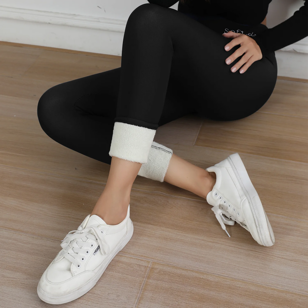 Women Plush Lined Warm Embroide Leggings For Women Fashion Thick High Waist Skinny Long Pants Perfect For Winter Sports, Fitness