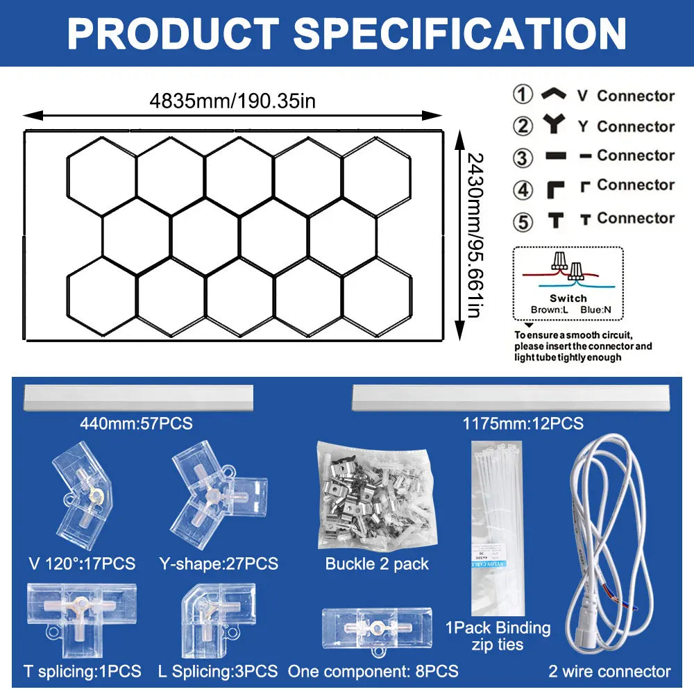 Honeycomb hexagonal ceiling light is super bright and has high power, suitable for offices, conference rooms, and libraries