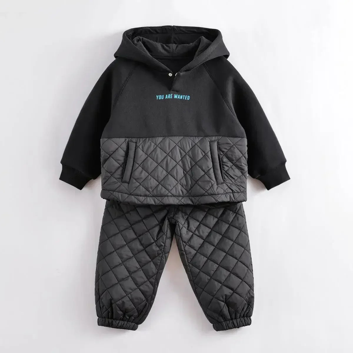 Boys Winter Fashion Stitching Quilted Sports Suit