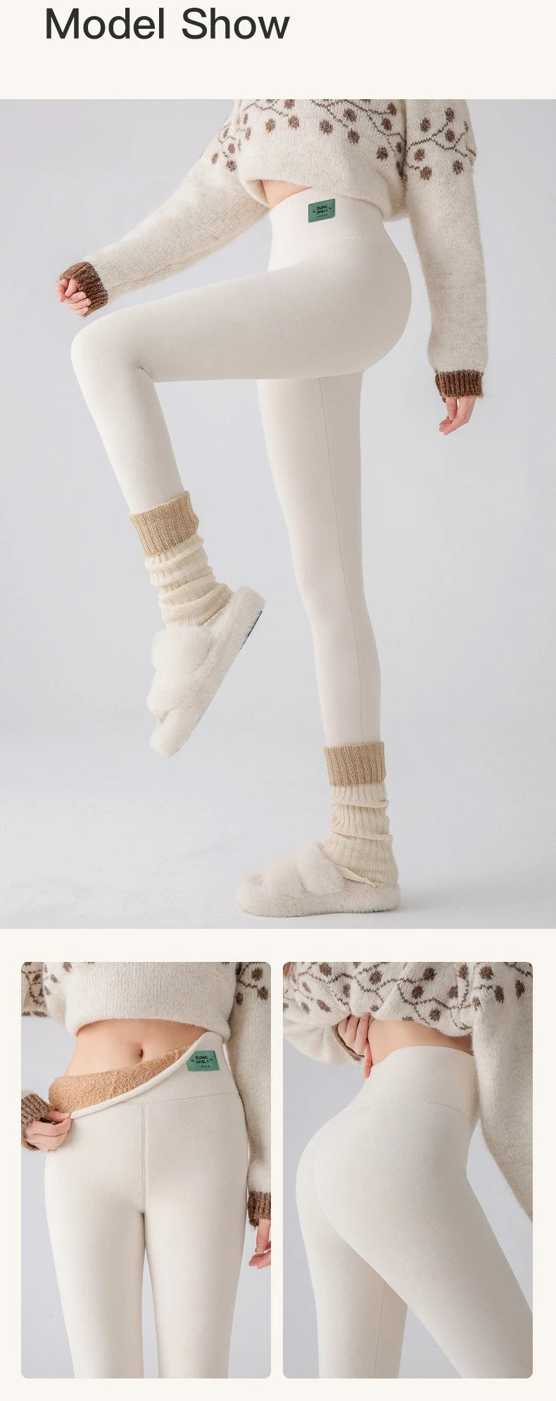 Plus Size Fleece Lined Leggings Women High Waisted Tights for Cold Winter Thermal Outdoor Wear Thick Ribbed Fashion Leggings