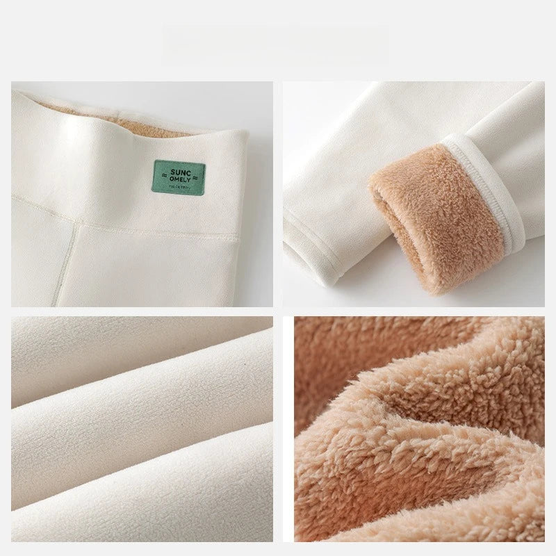 Plus Size Fleece Lined Leggings Women High Waisted Tights for Cold Winter Thermal Outdoor Wear Thick Ribbed Fashion Leggings