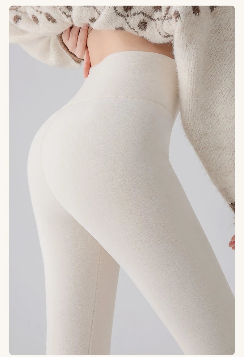 Plus Size Fleece Lined Leggings Women High Waisted Tights for Cold Winter Thermal Outdoor Wear Thick Ribbed Fashion Leggings