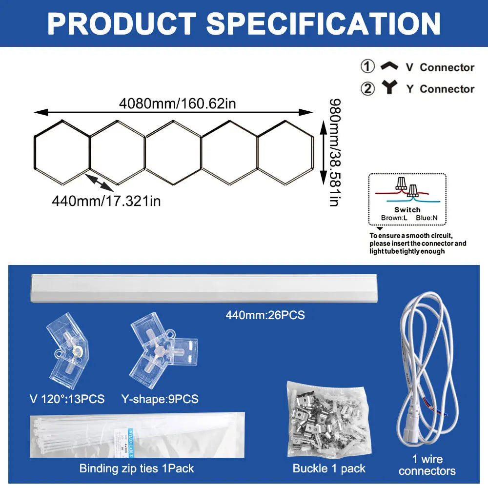 Honeycomb hexagonal ceiling light is super bright and has high power, suitable for offices, conference rooms, and libraries