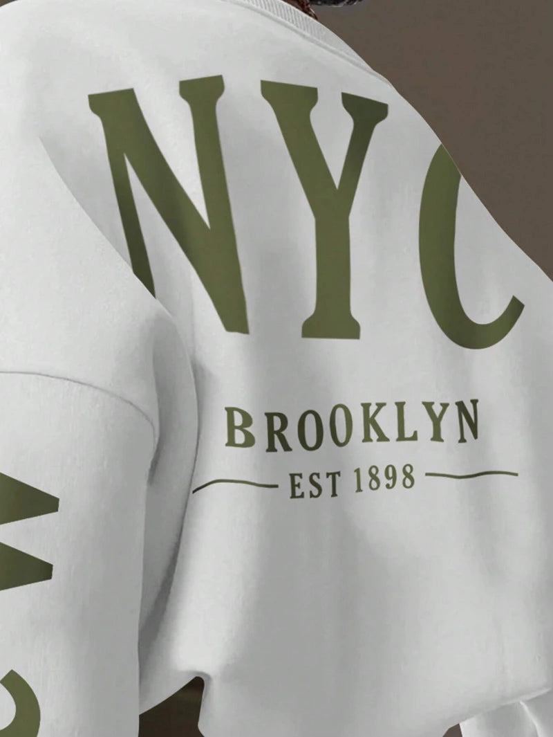 Women's Letter Print Casual Crew Neck Long Sleeve Sweatshirt,Long Sleeve Tops Graduation  Women