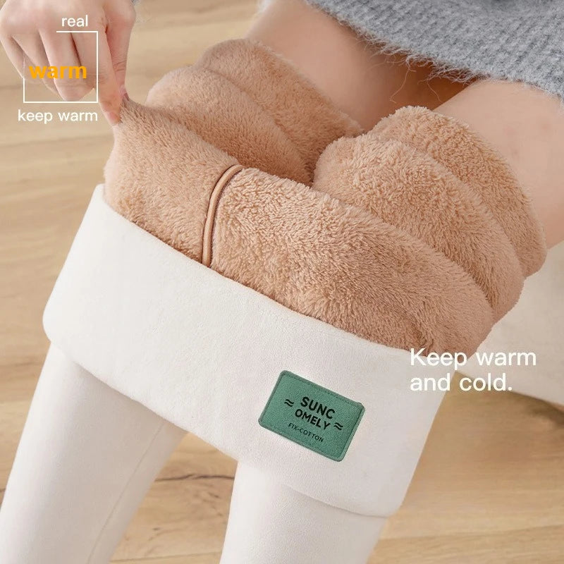 Plus Size Fleece Lined Leggings Women High Waisted Tights for Cold Winter Thermal Outdoor Wear Thick Ribbed Fashion Leggings