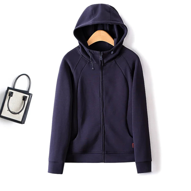 Autumn Simple Three Dimensional Cutting Zipper Cardigan Full Sleeve Sweater Women Sweatshirts