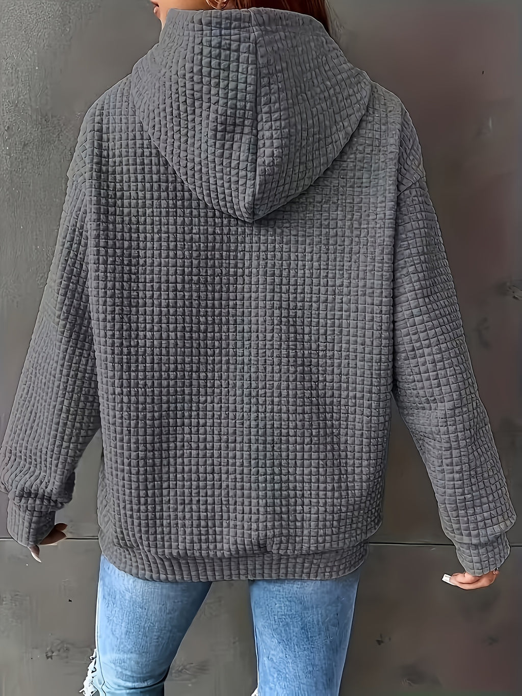 Plus Size - Casual Hooded Sweatshirt with Alphabet Pattern | Spring/Fall Season, Pullover Style, Slight Stretch Fabric, Pocket Detail