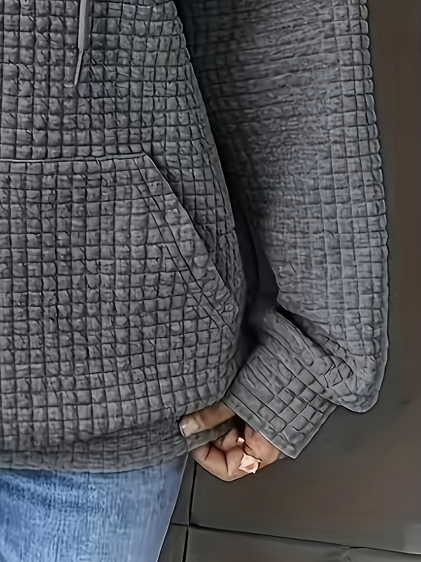 Plus Size - Casual Hooded Sweatshirt with Alphabet Pattern | Spring/Fall Season, Pullover Style, Slight Stretch Fabric, Pocket Detail