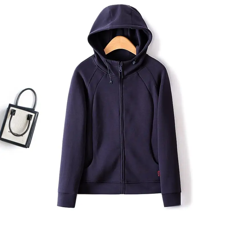 Autumn Simple Three Dimensional Cutting Zipper Cardigan Full Sleeve Sweater Women Sweatshirts