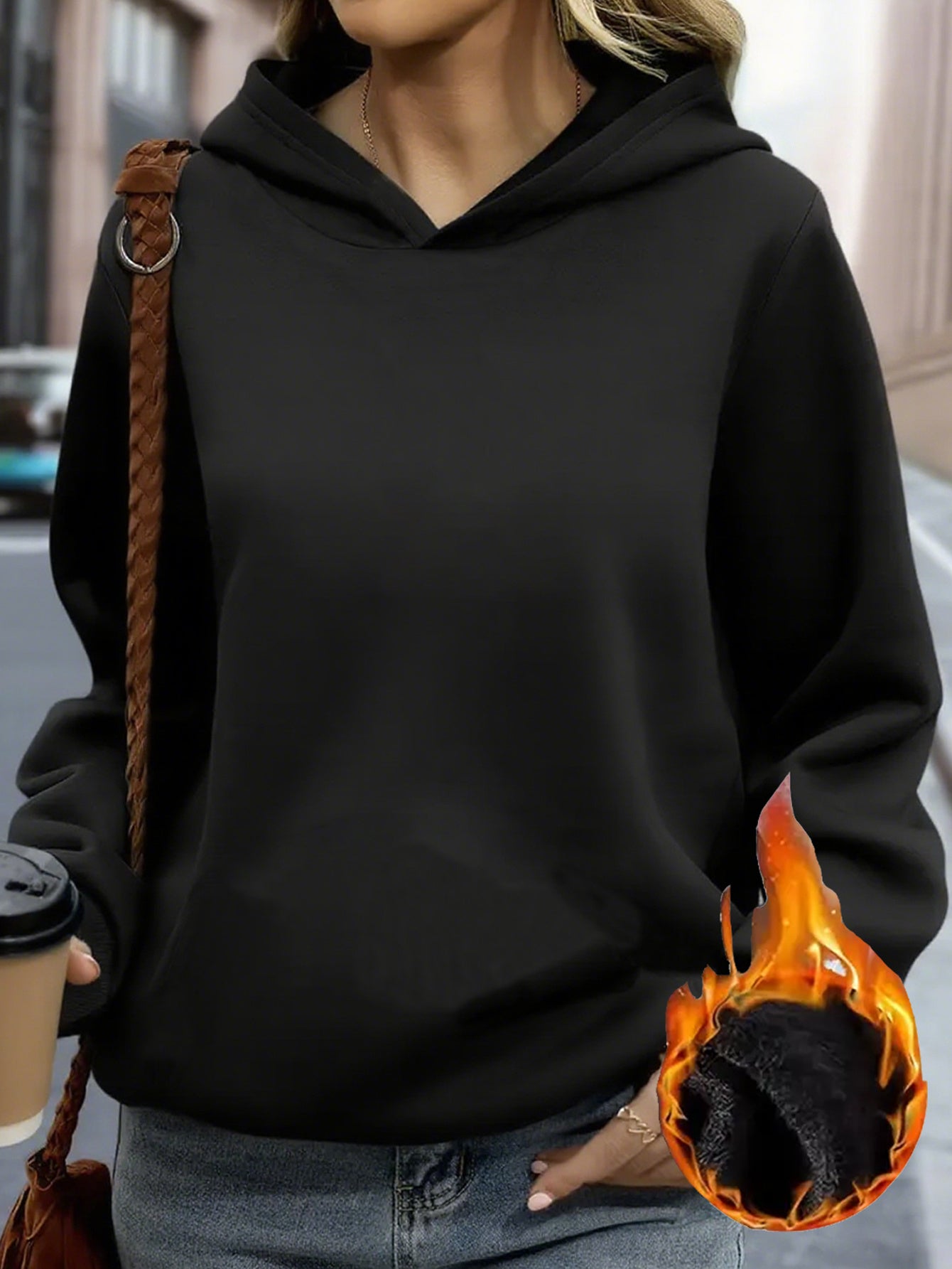 1pc Women's Y2K Pink Hooded Sweatshirt - Oversized Fleece Pullover with Back Logo Print, Soft Pink Hoodie, Machine Washable Winter Sweater for Casual Wear, Layering & All-Season Outfits (No Dry Clean), Plus Size Women Clothes