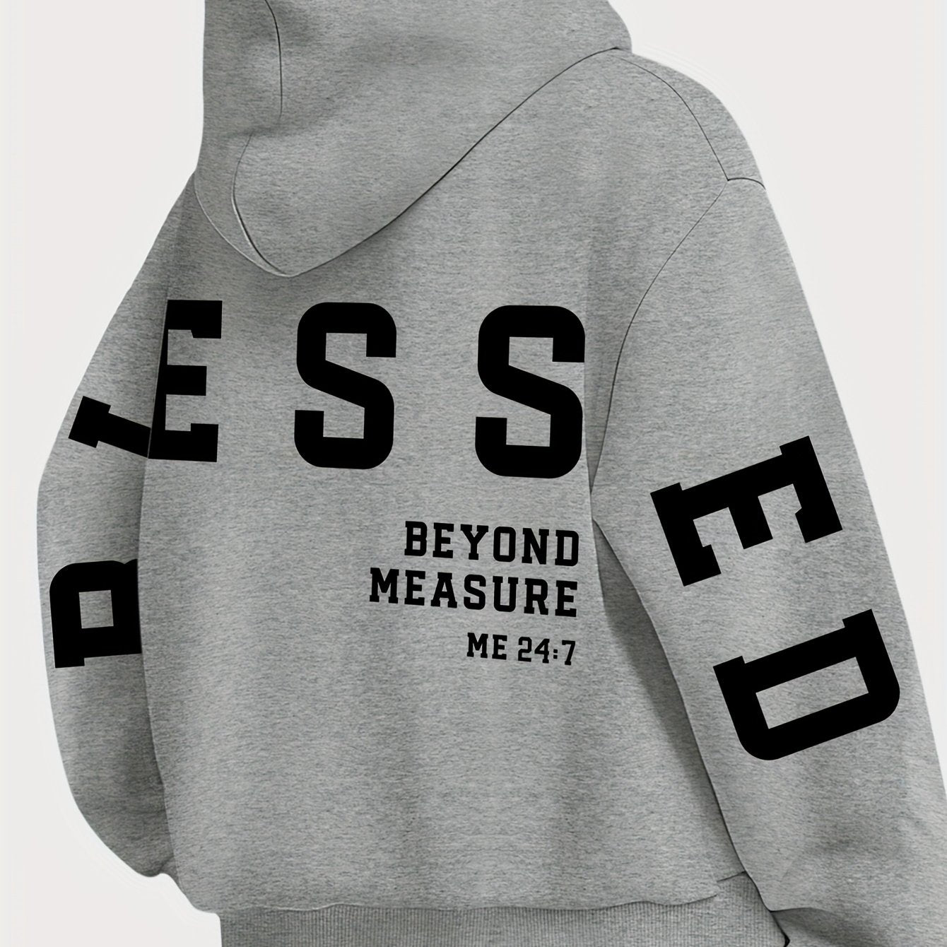 Plus Size Women's BLESSED Print Hoodie ,Machine Washable Fall Winter Casual Pullover