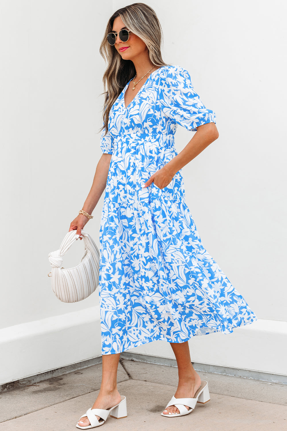 Shannon Floral V Neck Long Dress