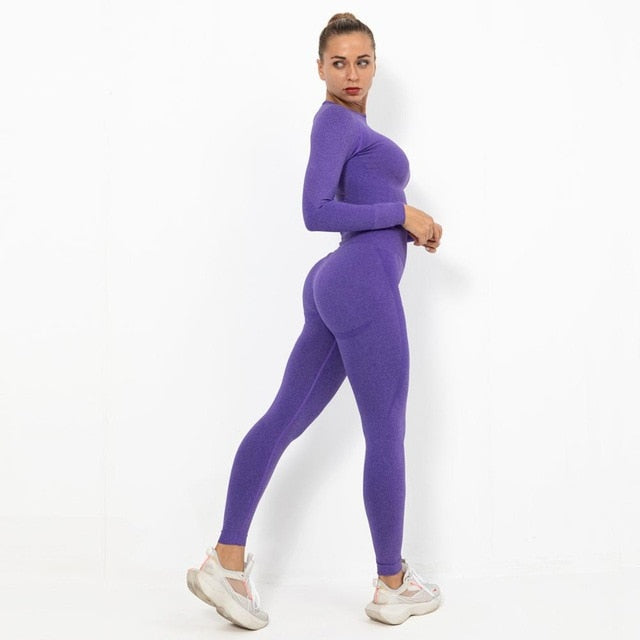 Autumn Yoga set Women Gym Clothes Seamless Fitness Sportswear Tracksuit Long Sleeve Shirts Leggings Workout Clothing Outfits
