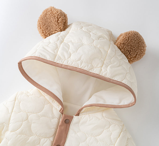 Unisex Baby Bear Cartoon Style Home Clothes Single Breasted Romper