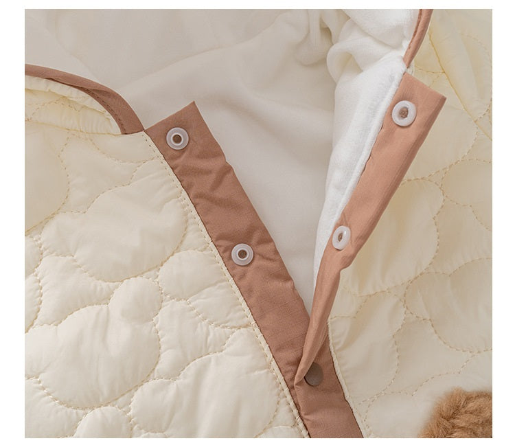 Unisex Baby Bear Cartoon Style Home Clothes Single Breasted Romper