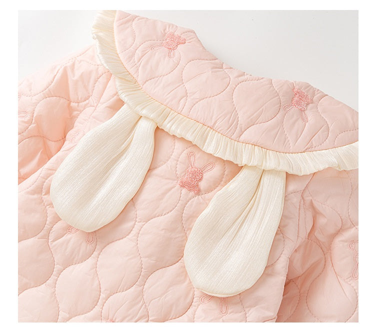 Baby Girl Rabbit Cartoon Style Home Clothes Peter Pan Collar Romper